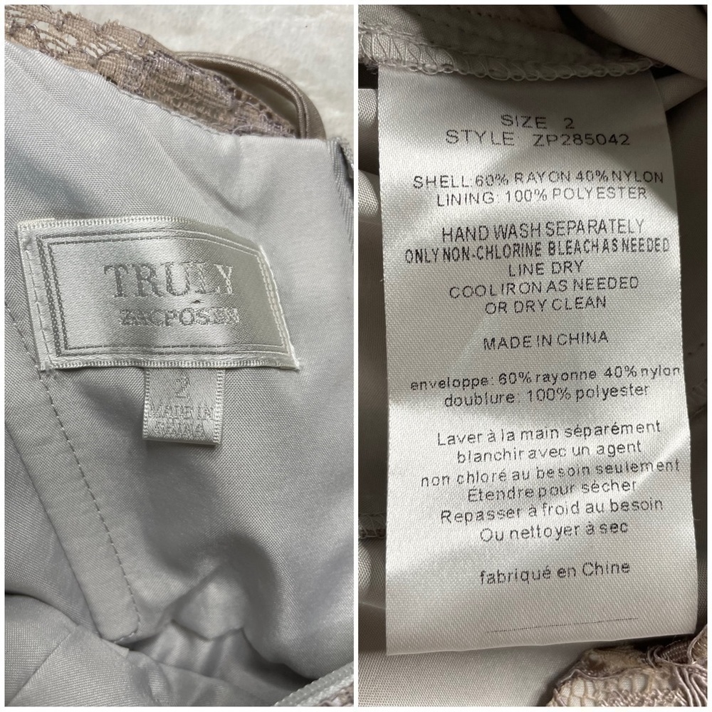 Zac Posen Truly Guipure Lace Sleeveless Special Occasion Dress in Gray Silver 2 - Picture 13 of 16